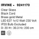 Clear Glass Black Cord Brass Gold Metal LED E27 1x12 Watt 230 Volt IP20 Bulb Excluded D: 20 H1: 30.3 H2: 230 cm Adjustable Hei