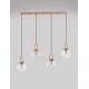 Clear Glass Black Cord Brass Gold Metal LED E27 4x12 Watt 230 Volt IP20 Bulb Excluded 16.9 L: 97.5 H1: 30.3 H2: 155 cm Adjusta