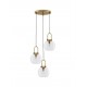 Clear Glass Black Cord Brass Gold Metal LED E27 3x12 Watt 230 Volt IP20 Bulb Excluded D: 30 H1: 30.3 H2: 150 cm Adjustable Hei