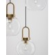 Clear Glass Black Cord Brass Gold Metal LED E27 3x12 Watt 230 Volt IP20 Bulb Excluded D: 30 H1: 30.3 H2: 150 cm Adjustable Hei