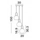 Clear Glass Black Cord Brass Gold Metal LED E27 3x12 Watt 230 Volt IP20 Bulb Excluded D: 30 H1: 30.3 H2: 150 cm Adjustable Hei