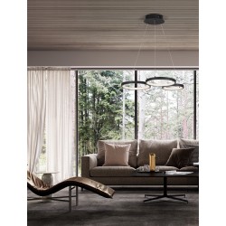Triac Dimmable Sandy Black Aluminiun & Acrylic LED 28 Watt 230 Volt 1900Lm 3000K IP20 D: 55 W: 51.5 H: 120 cm Adjustable Heig
