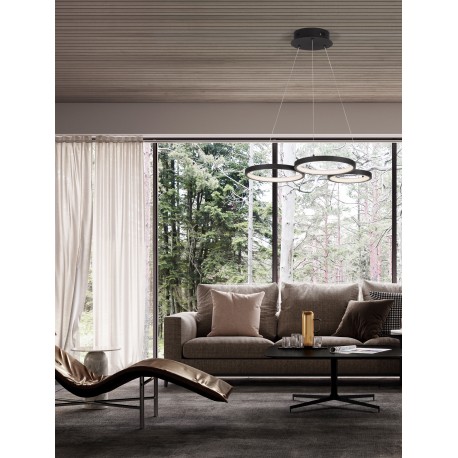 Triac Dimmable Sandy Black Aluminiun & Acrylic LED 28 Watt 230 Volt 1900Lm 3000K IP20 D: 55 W: 51.5 H: 120 cm Adjustable Heig