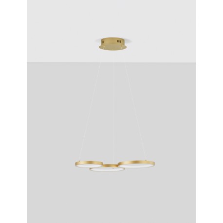 Triac Dimmable Brass Gold Aluminiun & Acrylic LED 28 Watt 230 Volt 1900Lm 3000K IP20 D: 55 W: 51.5 H: 120 cm Adjustable Heigh