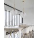 Clear Structured Glass & Brass Gold Steel LED E27 1x12 Watt 230 Volt IP20 Bulb Excluded D: 30 H1: 51.5 H2: 180 cm Adjustable H
