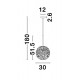 Clear Structured Glass & Brass Gold Steel LED E27 1x12 Watt 230 Volt IP20 Bulb Excluded D: 30 H1: 51.5 H2: 180 cm Adjustable H