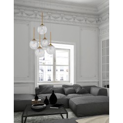 Clear Structured Glass & Brass Gold Steel LED G9 5x5 Watt 230 Volt IP20 Bulb Excluded D: 42 H: 180 cm Adjustable Height 