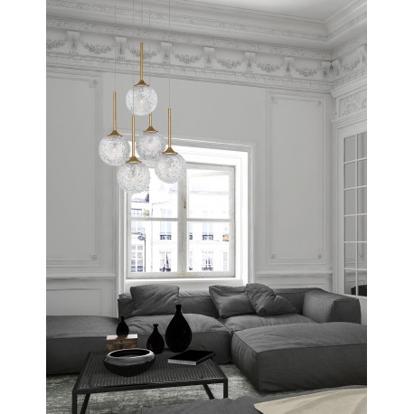 Clear Structured Glass & Brass Gold Steel LED G9 5x5 Watt 230 Volt IP20 Bulb Excluded D: 42 H: 180 cm Adjustable Height 