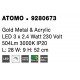 Gold Metal & Acrylic LED 9 Watt 230 Volt 609Lm 3000K IP20 L: 28 W: 9 H: 52 cm 