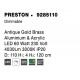 Triac Dimmable Antique Gold Brass Aluminium & Acrylic LED 60 Watt 230 Volt 4030Lm 3000K IP20 D: 110 H: 120 cm Adjustable Height