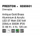Triac Dimmable Antique Gold Brass Aluminium & Acrylic LED 35 Watt 230 Volt 2264Lm 3000K IP20 D: 60 H: 120 cm Adjustable Height 