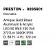 Triac Dimmable Antique Gold Brass Aluminium & Acrylic LED 49 Watt 230 Volt 2727Lm 3000K IP20 D: 80 H: 120 cm Adjustable Height 