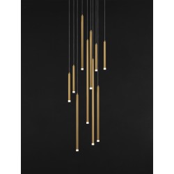 Triac Dimmable Sandy Gold Aluminium & Acrylic LED 26 Watt 230 Volt 1861Lm 3000K IP20 D: 50 H: 220 cm Adjustable Height 