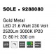 Gold Copper LED 22 Watt 230 Volt 2520Lm 3000K IP20 Led Chip: 60 Pcs D: 80 H: 330 cm Adjustable Height 