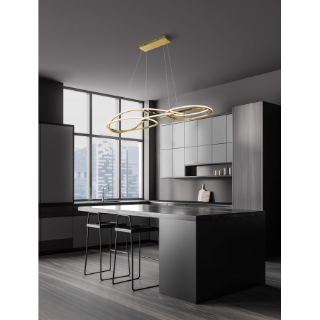 Triac Dimmable Gold Aluminium & Acrylic LED 158 Watt 230 Volt 11060Lm 3000K IP20 L: 150 W: 80 H: 150 cm Adjustable Height 