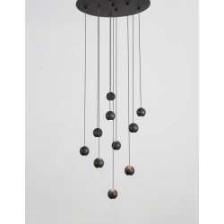 Black Aluminium Black Fabric Wire LED 48 Watt 230 Volt 1902Lm 3000K IP20 D: 40.5 H: 150 cm Adjustable Height 