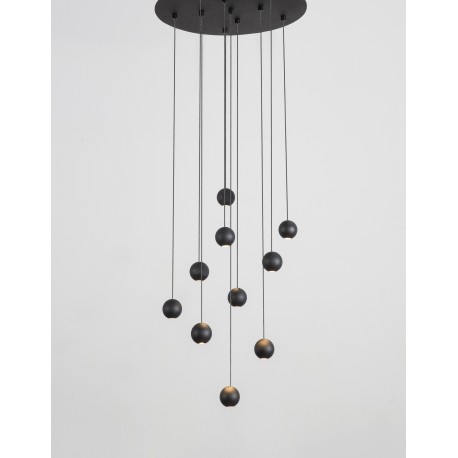 Black Aluminium Black Fabric Wire LED 48 Watt 230 Volt 1902Lm 3000K IP20 D: 40.5 H: 150 cm Adjustable Height 