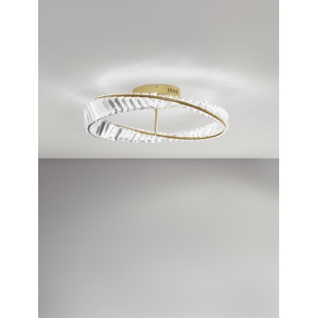 Triac Dimmable Gold Metal & Crystal LED 35W 230 Volt 3728Lm 3500K IP20 Class I D: 60 H: 15 cm 