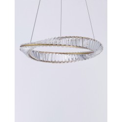 Triac Dimmable Gold Metal & Crystal LED 36W 230 Volt 3180Lm 3500K IP20 Class I D: 60 H: 120 cm Adjustable Height 