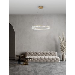 Triac Dimmable Gold Metal & Crystal LED 43W 230 Volt 4139Lm 3500K IP20 Class I D: 80 H: 120 cm Adjustable Height 