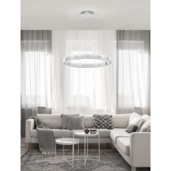 Triac Dimmable Chrome Metal & Crystal LED 47W 230 Volt 4895Lm 3500K IP20 Class I D: 80 H: 150 cm Adjustable Height 