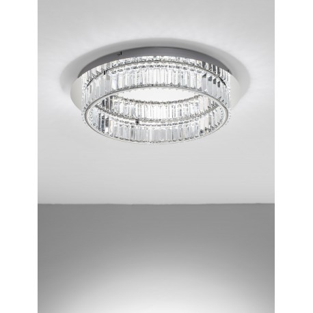 Triac Dimmable Chrome Metal & Crystal LED 41W 230 Volt 2505Lm 3500K IP20 Class I D: 60 H: 12 cm 