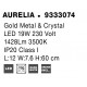 Gold Metal & Crystal LED 19W 230 Volt 1428Lm 3500K IP20 Class I L: 7.6 W: 12 H: 60 cm 