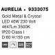 Triac Dimmable Gold Metal & Crystal LED 41W 230 Volt 4647Lm 3500K IP20 Class I D: 60 H: 150 cm Adjustable Height 