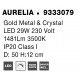 Triac Dimmable Gold Metal & Crystal LED 29W 230 Volt 1481Lm 3500K IP20 Class I D: 50 H: 12 cm 