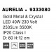 Triac Dimmable Gold Metal & Crystal LED 41W 230 Volt 2505Lm 3500K IP20 Class I D: 60 H: 12 cm 