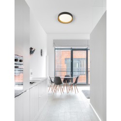 Triac Dimmable Sandy Black Aluminium Wood & Acrylic LED 40 Watt 220-240 Volt 2312Lm 3000K IP20 D: 45 H: 8 cm 