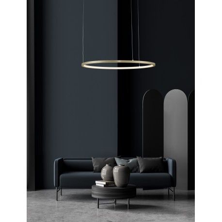 Triac Dimmable Brass Gold Aluminium & Acrylic LED 37 Watt 230 Volt 1274Lm 3000K IP20 D: 60 H: 200 cm Adjustable Height 