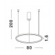 Triac Dimmable Sandy White Aluminium & Acrylic LED 46 Watt 230 Volt 1708Lm 3000K IP20 D: 80 H: 200 cm Adjustable Height 