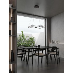 Triac Dimmable Black Aluminium & Acrylic LED 57 Watt 230 Volt 4276Lm 3000K IP20 D: 80 H: 120 cm Adjustable Height 