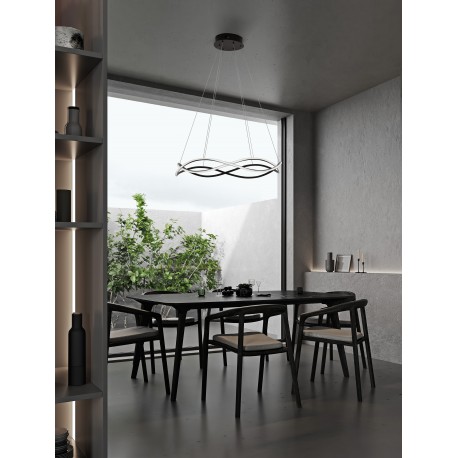 Triac Dimmable Black Aluminium & Acrylic LED 57 Watt 230 Volt 4276Lm 3000K IP20 D: 80 H: 120 cm Adjustable Height 