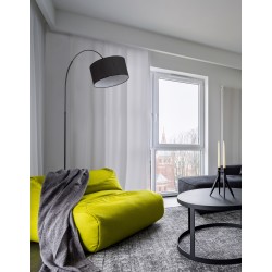 Black Fabric Shade Black Aluminium Base LED E27 1x12 Watt 230 Volt IP20 Bulb Excluded Cable Length: 180 cm L: 90 H: 180 cm 