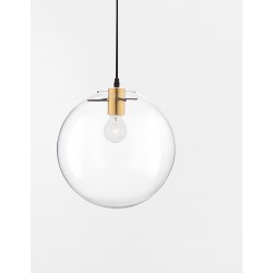 Gold Metal Clear Glass & Black PVC Wire LED E27 1x12 Watt 230 Volt IP20 Bulb Excluded D: 25 H1: 26 H2: 181 cm Adjustable height