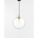 Gold Metal Clear Glass & Black PVC Wire LED E27 1x12 Watt 230 Volt IP20 Bulb Excluded D: 25 H1: 26 H2: 181 cm Adjustable height