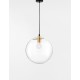 Gold Metal Clear Glass & Black PVC Wire LED E27 1x12 Watt 230 Volt IP20 Bulb Excluded D: 25 H1: 26 H2: 181 cm Adjustable height