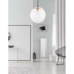 Gold Metal Clear Glass & Black PVC Wire LED E27 1x12 Watt 230 Volt IP20 Bulb Excluded D: 30 H1: 32 H2: 187 cm Adjustable height 