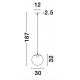 Gold Metal Clear Glass & Black PVC Wire LED E27 1x12 Watt 230 Volt IP20 Bulb Excluded D: 30 H1: 32 H2: 187 cm Adjustable height 