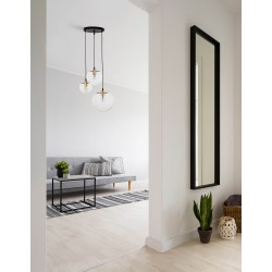 Clear Glass & Gold Metal Black PVC Wire LED E27 3x12 Watt 230 Volt IP20 Bulb Excluded D: 42.5 H1: 59 H2: 170 cm Adjustable heigh