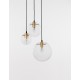 Clear Glass & Gold Metal Black PVC Wire LED E27 3x12 Watt 230 Volt IP20 Bulb Excluded D: 42.5 H1: 59 H2: 170 cm Adjustable heigh