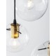 Clear Glass & Gold Metal Black PVC Wire LED E27 3x12 Watt 230 Volt IP20 Bulb Excluded D: 42.5 H1: 59 H2: 170 cm Adjustable heigh