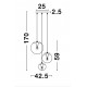 Clear Glass & Gold Metal Black PVC Wire LED E27 3x12 Watt 230 Volt IP20 Bulb Excluded D: 42.5 H1: 59 H2: 170 cm Adjustable heigh