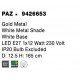 Gold Metal White Metal Shade White Base LED E27 1x12 Watt 230 Volt IP20 Bulb Excluded Cable Length: 170 cm D: 12.5 H: 165 cm 