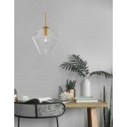 Gold Metal & Clear Glass LED E27 1x12 Watt 230 Volt IP20 Bulb Excluded D: 23 H1: 35 H2: 122 cm Adjustable height 