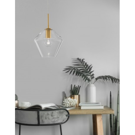 Gold Metal & Clear Glass LED E27 1x12 Watt 230 Volt IP20 Bulb Excluded D: 23 H1: 35 H2: 122 cm Adjustable height 