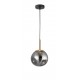 Gold Metal & Smoky Glass Black PVC Wire LED E27 1x12 Watt 230 Volt IP20 Bulb Excluded D: 15 H1: 28 H2: 180 cm Adjustable height 
