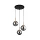 Gold Metal & Smoky Glass Black PVC Wire LED E27 3x12 Watt 230 Volt IP20 Bulb Excluded D: 40 H1: 28 H2: 180 cm Adjustable height 